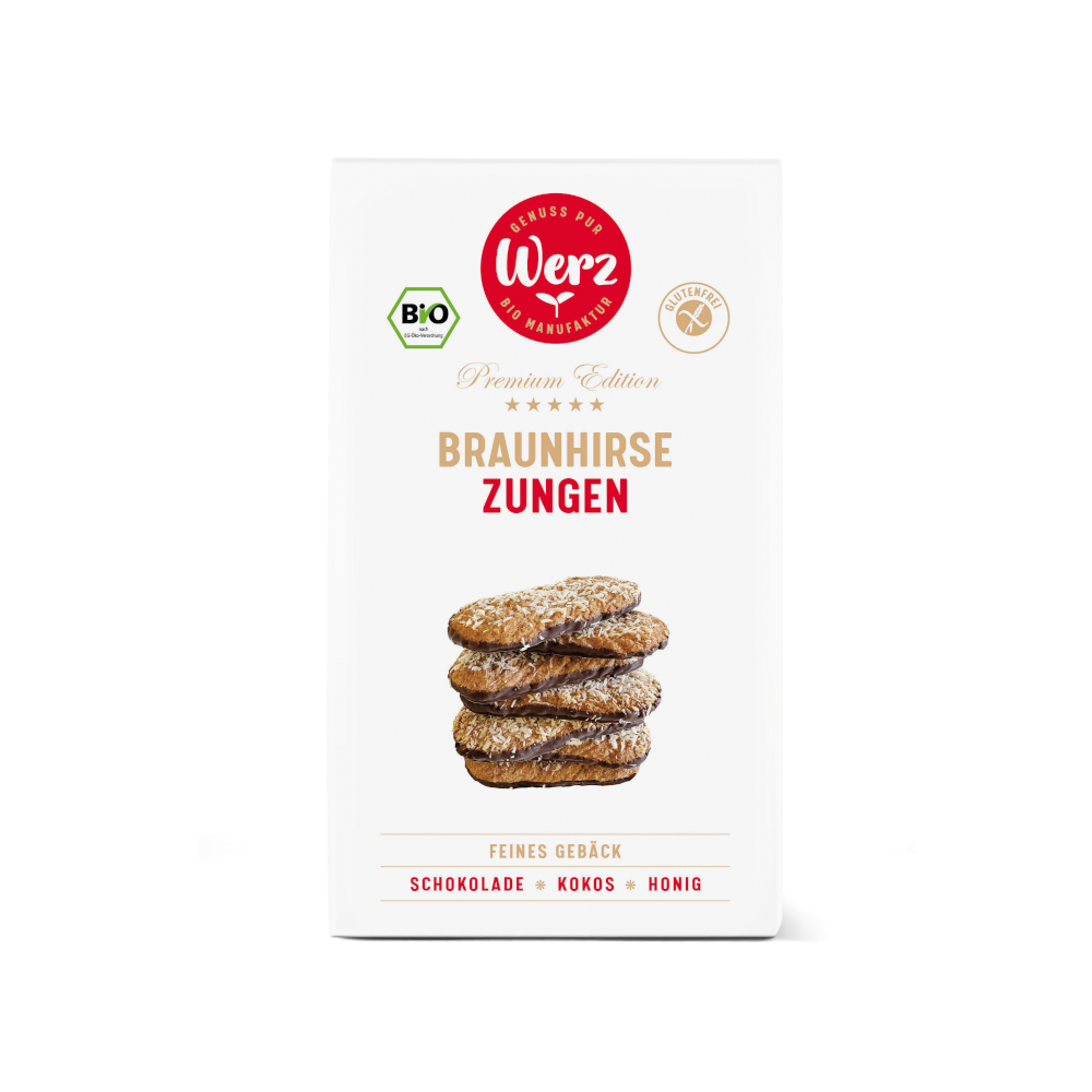 Braunhirse Zungen mit Schokolade, Vollkornkekse, 150 g